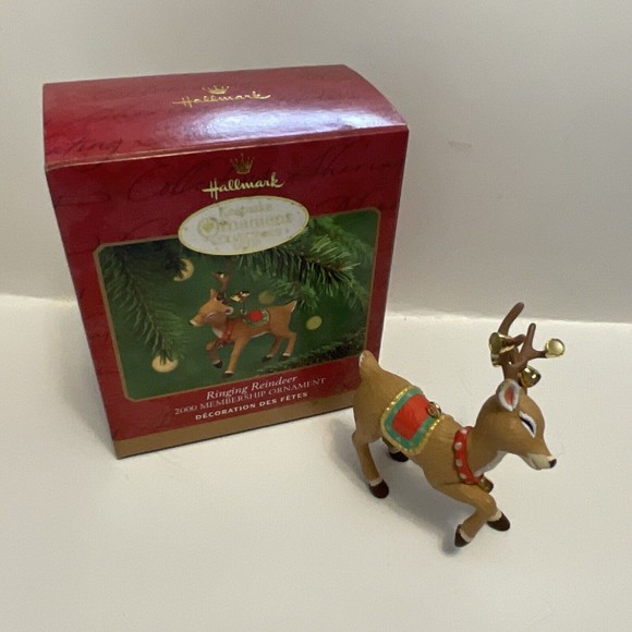Hallmark Keepsake Ornament 2000 Membership Ornament Ringing Reindeer - Picture 2 of 3